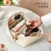 Nova Bolsa de Maquiagem de Grande Capacidade, Bolsa Portátil de Couro PU de Alta Qualidade em Formato de Almofada para Armazenamento de Artigos de Higiene Pessoal em Viagem