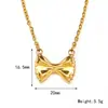 Estilo Japonés y Coreano Ins Nicho de Moda Simple Collar con Lazo Moda Femenina Alto Grado Acero de Titanio Cadena para Clavícula Oro de 18K