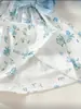 Vestido para Bebê Menina 0-12M, Vestido Floral de Manga Longa com Laço e Design Falso de Duas Peças + Faixa de Cabelo