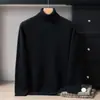 Suéter de Cuello Alto 100% Cachemira Pura para Hombre Otoño e Invierno Camisa de Fondo Tejida Jersey de Manga Larga Suelto Cálido de Lana