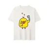Seda de Leche Forma de Nariz Colección de Pollitos Lindo Rilakkuma y Estampado de Pollito Camiseta Blanca Holgada Cuello Redondo Atuendo de Pareja