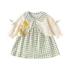 Vestido de Primavera para Niñas, Elegante y a la Moda Estilo Princesa, Vestido Coreano de Manga Larga de Otoño para Niñas Pequeñas y Niños Pequeños