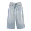 Coleção outono feminina transfronteiriça nova: Estilo europeu e americano, shorts de brim lavados da moda com cintura média e detalhes desgastados, 3607207