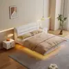Atacado do Fabricante Cama de Tecido Estilo Italiano Luxo Leve Três-Resistente Tecnologia Sem Lavagem Tecido Cama de Casal Malha Couro Artístico Cama de Couro
