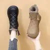Botas de Nieve de Suela Plana para Mujer 2026 Nuevas Elegantes de Invierno con Felpa Adentro Antideslizantes Botines Cortos Botas de Algodón Grueso Cálido