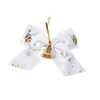 Mini Laço de Fita com Detalhes em Ouro Embossado, Decoração de Guirlanda de Natal com Laço Dourado, Sino e Borboleta de Presente