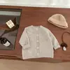Nuevo Suéter para Niños Primavera y Otoño 2025, Cárdigan de Manga Larga de Color Sólido para Bebé, Chaqueta de Punto Moderna Estilo Coreano para Niñas