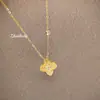 Acessórios de Colar Flor de Quatro Folhas Escovada Estilo Bubu Italiano para Mulheres, Luxo Acessível e Joia com Pingente de Trevo de Quatro Folhas Micro-Embellished de Alta Qualidade