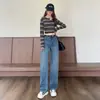 Foto Real Calça Jeans Reta Feminina 2026 Nova Versão de Outono Super Bonita Cintura Alta Petite Perna Estreita Calça Wide Leg