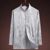 Traje Tang de primavera y verano para hombres de mediana edad y mayores, traje de papá de cuello alto de manga larga, camisa de talla grande de estilo chino, abrigo de otoño