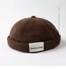 Sombrero de pana con parche retro japonés para hombre, otoño e invierno, sin ala, informal, Yupi, a la moda, combina con todo, sombrero de melón para mujer