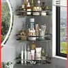 Estante de Almacenamiento para Baño Espacio de Baño Aluminio Sin Taladro Trípode Montado en Pared Esquina Escurridor Estante Artefacto de Almacenamiento