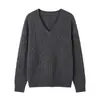 26 Nueva Colección Otoño/Invierno: Suéter de Punto Grueso con Trenzas Sueltas de Cachemir con Cuello en V Estilo Ralph Lauren 230g