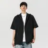 Mt-2524 Camisa con Capucha y Cremallera de Manga Corta de Moda para Pareja Chaqueta Casual con Protección Solar