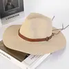 Nuevo Sombrero de Paja para Hombre de Verano Sombrero Vaquero Occidental Sombrero para el Sol al Aire Libre Sombrero Casual de Viaje con Protección Solar Sombrero de Playa de Ala Ancha