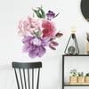 Fan Xi - Nuevo FX-B113 - Entrada de dormitorio, mesita de noche, rosa, morado, flor de peonía grande, pegatinas decorativas de pared para embellecer la pared