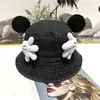 2026 Sombrero de Pescador Dibujo Animado Lindo con Manos Cubriendo la Cara, Sombrero de Mezclilla Lavable para Salidas de Verano, Hermoso Sombrero de Sol para Mujeres
