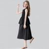 Vestido Negro Pequeño Elegante de Estilo Coreano para Niñas, Estilo Nuevo de Verano, Vestido de Princesa Chaleco, Vestido Largo, Vestido Negro para Niñas Medianas y Mayores