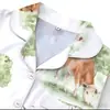 Pijama Cardigan Verde de Seda Leite Transfronteiriço para Comércio Exterior para Mulheres, Shorts de Manga Curta, Roupa de Casa Casual Respirável, Conjunto Simples