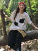 Camiseta Básica Abstracta Algodón Camiseta de Manga Corta para Mujer Recomendada Camiseta Estampada de Media Manga Top Ropa Dopamina Estilo Hong Kong Cool