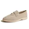Comércio Exterior Lp Mocassins Femininos Couro Genuíno Flats Britânico Confortável Slip-On Slip-Ons Casuais Sapatos com Salto Interno para Mulheres