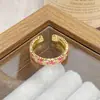 Anillo Abierto Vintage de Flor y Mariposa de Esmalte Multicolor para Mujer, Anillo de Lujo Ligero de Nicho Retro