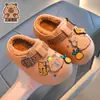 Chinelos de Algodão de Inverno para Crianças Capivara para Meninos e Meninas, Quentes, Forrados com Lã Sintética, Impermeáveis, Uso Doméstico, Sapatos Fechados de Algodão para Crianças