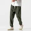 2024 Calças casuais de estilo japonês Tamanho grande Estilo chinês Bloomers Linho masculino Moda masculina Calças Harlan