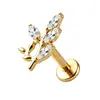 Joyería de Aleación de Titanio F136 Labret con Forma de Hoja y Stud para Hélice Auricular con Gema Marquesa Joyería para Piercing Corporal de Titanio G23
