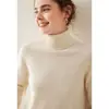 Suéter de punto clásico básico de cachemira de cuello alto simple de color liso para mujer, de punto fino, adelgazante, para commuting, otoño temprano
