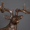 Artesanías de Cabeza de Ciervo de Cobre Puro al por Mayor, Piezas de Decoración para el Hogar, Decoración Interior de Concha de Cuero Estilo Antiguo, Regalos para Estrenar Casa, Artesanías de Escultura de Cobre
