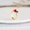 Nueva tendencia creativa versión coreana del anillo de mariposa de piedra sólida con apertura ajustable para mujer Joker fabricantes al por mayor