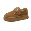Zapatos de Algodón Cálidos sin Cordones para Mujer 2025 Invierno Nuevo Estilo Forrados de Felpa y Engrosados Retro Versátiles que Aumentan la Altura Zapatos Birkenstock para Mujer