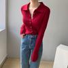 Camisa Polo de Punto Seleccionada Cuidadosamente para Mujer, Cárdigan de Manga Larga Estilo Nuevo con Diseño Patchwork, Top Artístico para Commuter para Mujer B8098