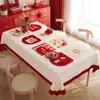 Mantel festivo, lavable, impermeable, a prueba de aceite, pony de dibujos animados, decoración de ambiente rojo de Año Nuevo, mantel rectangular para mesa de centro
