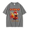 Camiseta Divertida Galo Caw Caw Engraçado Camiseta Unissex Retro de Algodão Puro de Alta Qualidade Camiseta Casual de Verão Oversized
