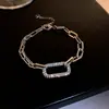 Moda Europea y Americana Estilo Punk Cadena Gruesa Forma de U Bambú Diamante Pulsera Collar Hip-hop Viento Metálico Red Social Pulsera