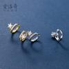 Nalan Plata S925 Estilo Coreano Simple Pequeño Estrella de Cinco Puntas Hebilla para la Oreja Rob Elegante Anillo de Oreja Dulce en Forma de V G7694