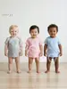 Camiseta para Niños Bebé Algodón Manga Corta Niños Niñas Color Sólido Cuello Redondo Superior Estampado de Logo Texto Estampado Camiseta Fábrica de Origen