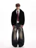 Jeans Retro Americano Hip-Hop Personalidade Cool para Homens, Primavera e Outono Soltos Casuais Rua Nicho Perna Reta Calças Longas
