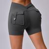 Europa y Estados Unidos después de V bolsillo yoga arrugado ajustado shorts de cadera nuevos shorts de fitness cadera melocotón 10109