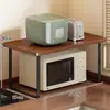 Suporte de micro-ondas estilo meados do século, prateleira para forno de bancada, prateleira de armazenamento multifuncional retrátil para panela de arroz