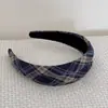 Outono e Inverno Literário Retrô Estilo College Xadrez Côncavo e Convexo Headband Headwear Feminino Versátil Retrô Elegante Grampo de Cabelo para Exterior Acessórios de Cabelo