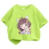 Camiseta de Algodón Puro Nueva de Verano 2025 para Niñas Mayores, Top de Manga Corta de Moda para Niñas y Niños Pequeños