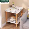 Mesa Auxiliar Lateral para Sofá Sala de Estar Mesa Pequeña Mesa de Café para el Hogar Mesa Cuadrada Lateral Móvil para Cama Estilo Crema Estante de Almacenamiento Mesa para Snacks