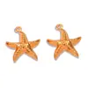Múltiples Estilos de Accesorios de Joyería de Acero Inoxidable 304, Chapado en Oro Real Colgantes Doble Cara Huecos de Animales, Conchas, Estrellas de Mar, Peces