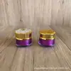 Botella de diamante acrílico morado crema 15 g botella con cuchara para crema botella de doble capa para crema facial botella simple de crema sub-botella