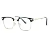 Armazón de cejas para hombre de estilo coreano con media montura a la moda, estilo retro Harajuku, luz azul anti-luz, armazón de gafas sin graduación, se puede personalizar con lentes de prescripción