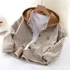 Ropa de Primavera y Otoño Beikefei Unisex para Niños Chaqueta con Capucha Rayada Nueva Prenda Superior de Manga Larga Elegante para Primavera y Otoño Niños