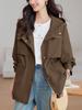 Abrigo Rojo Ancora Abrigo de Mujer Primavera y Otoño Largo Medio 2024 Nuevo Cordón Cintura Ajustada Adelgazante Casual Top